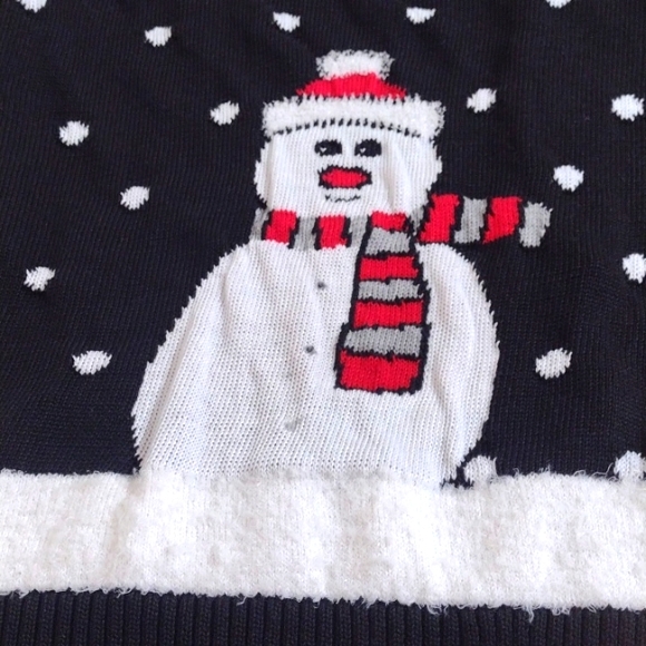 Mesh & Lace Black Snowman Polka Dot Heavy Knit Sweater Size M - Picture 3 of 10